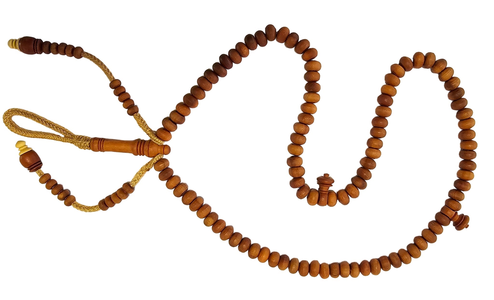 Rare Handmade Moroccan Tasbih – 100 Beads in Jujube Wood GOLDEN CORD | $130 USD (Different Colors Available) – Free Shipping