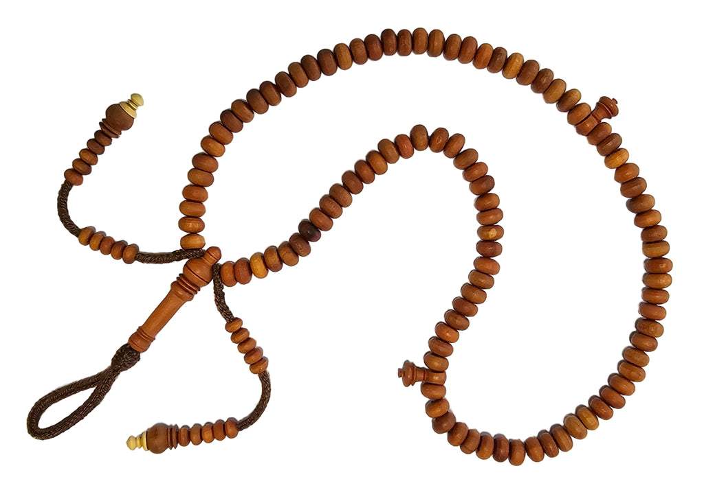 Rare Handmade Moroccan Tasbih – 100 Beads in Jujube Wood BROWN CORD | $130 USD (Different Colors Available) – Free Shipping