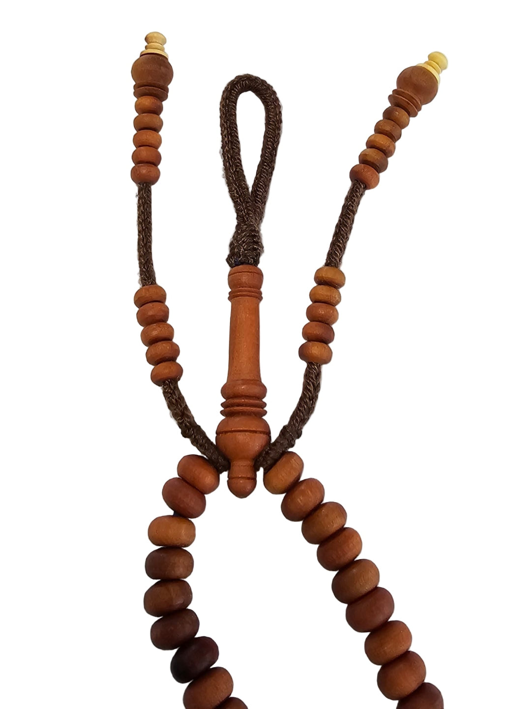 Rare Handmade Moroccan Tasbih – 100 Beads in Jujube Wood BROWN CORD | $130 USD (Different Colors Available) – Free Shipping